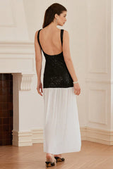 Gabrielle Patchwork Backless Maxi Dress