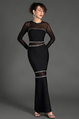 Boyle Black Mesh Bandage Dress