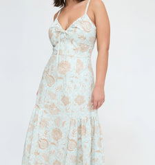 CouturebudThe Lillie Dress - Aqua Calico Trellis
