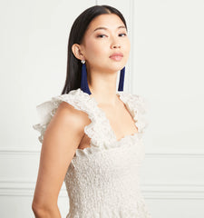 Couturebud The Tassel Earring - Navy/Silver