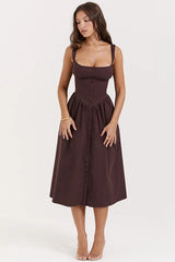 Rich Brown Midi Sundress