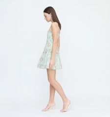 CouturebudThe Seraphina Mini Nap Dress - Aqua Calico Trellis