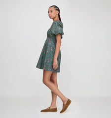 Couturebud The Matilda Mini Dress - Bottle Green Fleur Chintz