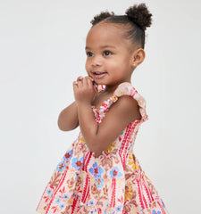 Couturebud The Baby Ellie Nap Dress - Pink Floral Block Stripe