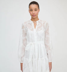 Couturebud The Yara Mini Dress - White Patchwork Organza