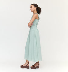CouturebudThe Delphine Nap Skirt - Sage Green Tonal Seersucker