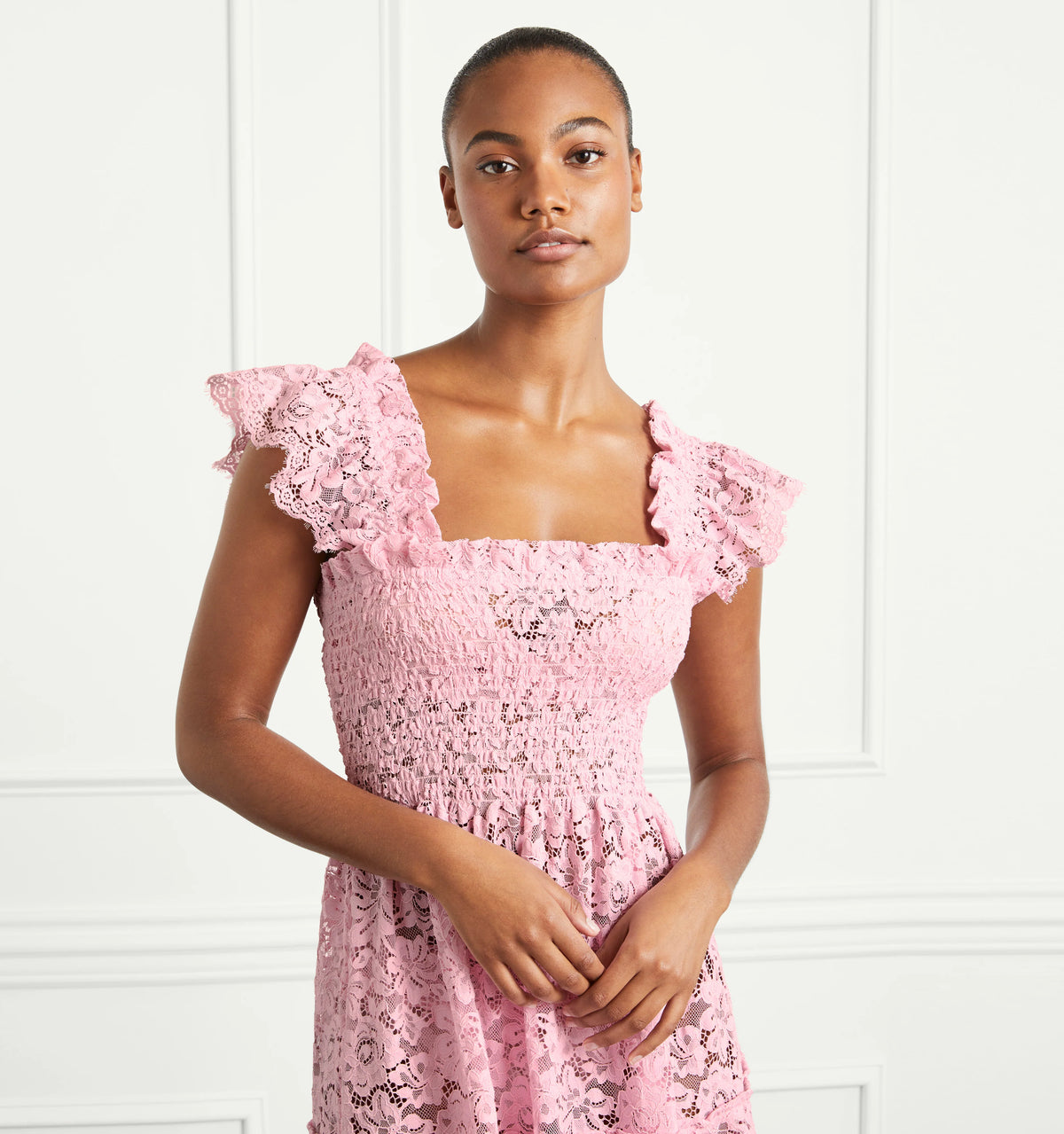Couturebud The Lace Ellie Nap Dress - Pink Lace