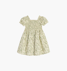 Couturebud The Tiny Athena Nap Dress - Yellow Basketweave Vine Cotton Sateen