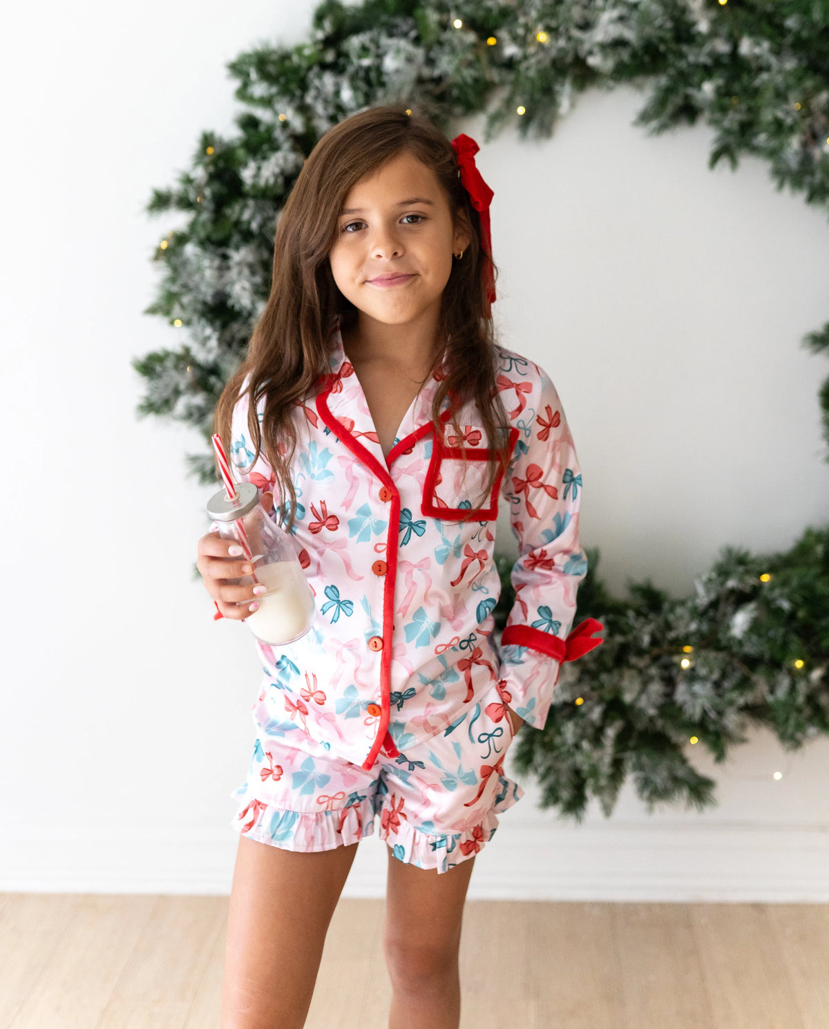 Satin Loungewear Set - Peppermint Ribbons