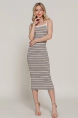 Straight Neck Stripe Spring Sweater Dress