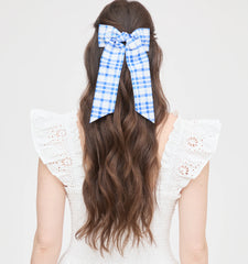 CouturebudThe Belle Bow - Blue Watercolor Gingham