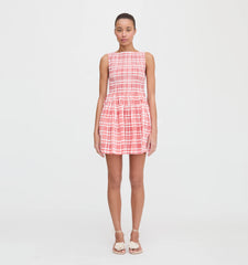 Couturebud The Cosima Mini Nap Dress - Cherry Watercolor Gingham