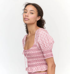 Couturebud The Madeline Nap Top - Rose Circular Lattice
