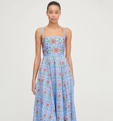 CouturebudThe Margot Dress - Blue Floral Block Stripe