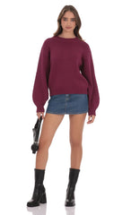 Knit Balloon Sleeve Jumper Plum