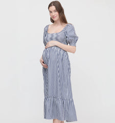 Couturebud The Maternity Louisa Nap Dress - Navy Stripe