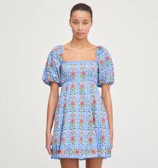 CouturebudThe Matilda Mini Dress - Blue Floral Block Stripe