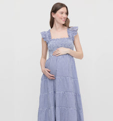 Couturebud The Maternity Ellie Maxi Nap Dress - Navy Gingham