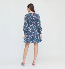 Couturebud The Viviana Mini Nap Dress - Navy Belgravia Floral Ikat