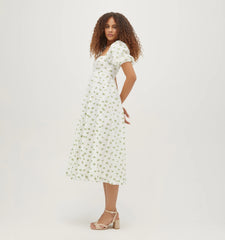 Couturebud The Organza Matilda Dress - Olive/Coral Floral Jacquard