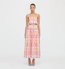 CouturebudThe Kate Midi Skirt - Pink Floral Block Stripe