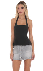 Back Bows Halter Top in Black