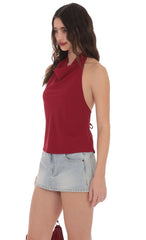 Mock Neck Halter Top in Red