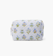 CouturebudThe Quilted Cosmetic Bag - Blue Block Print