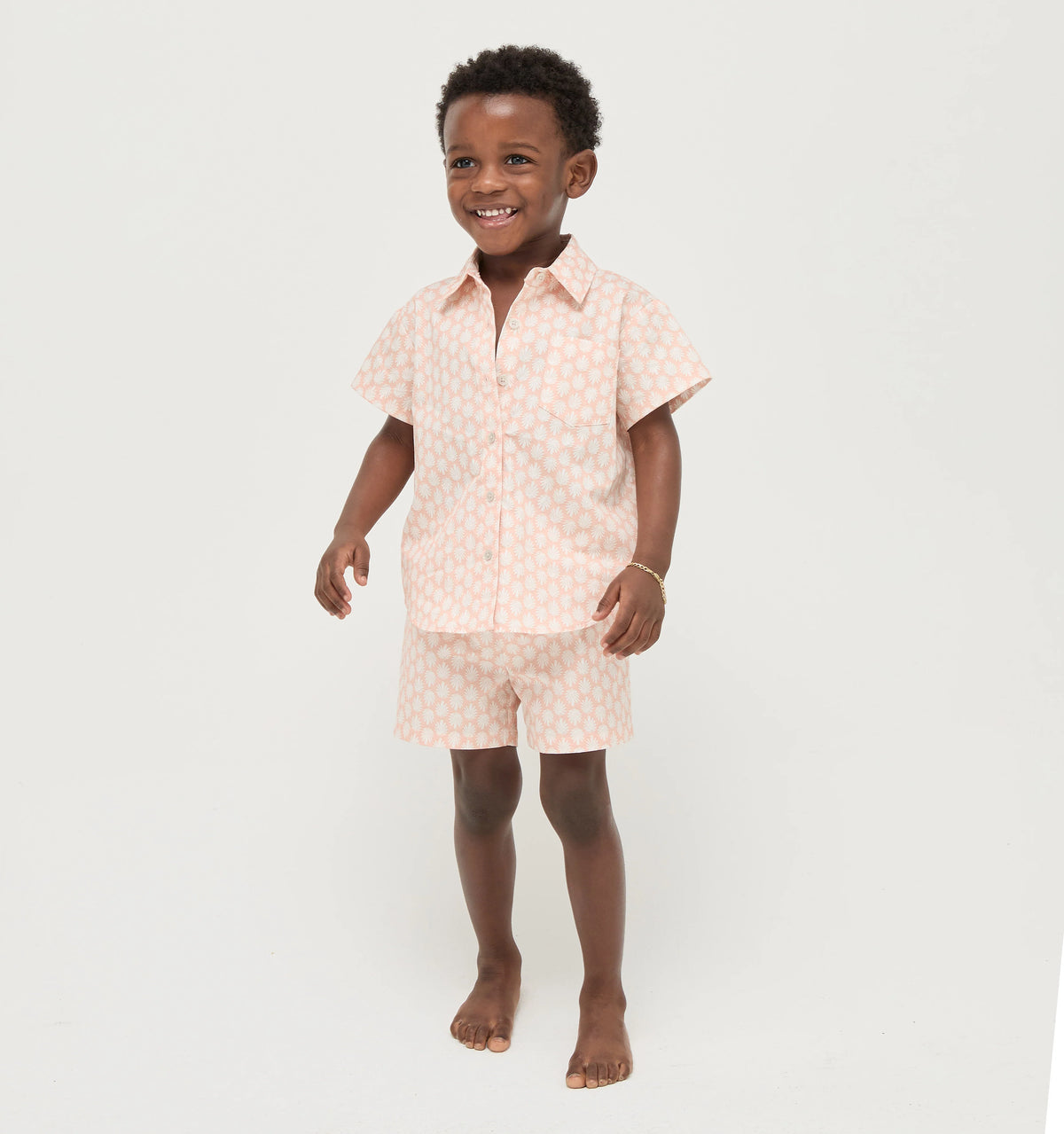 Couturebud The Tiny Leo Short - Coral Baroque Shell Cotton Sateen