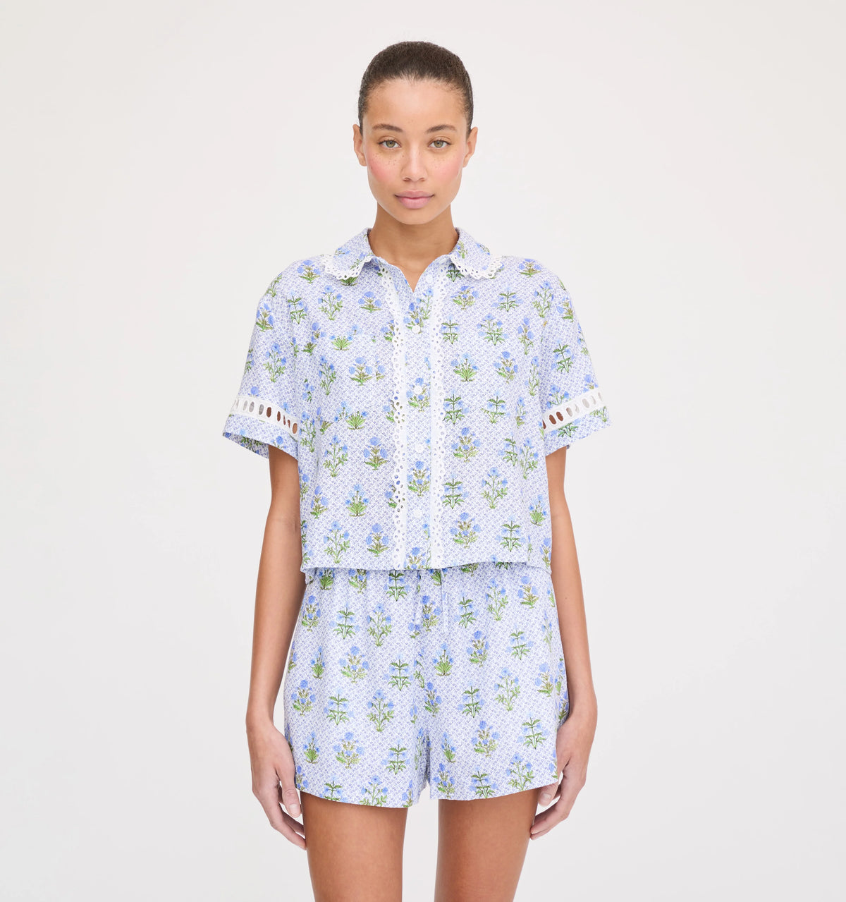 CouturebudThe Annette Top - Blue Block Print