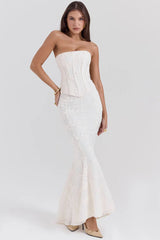 Dakota Embroidered Strapless Corset Set