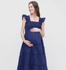 Couturebud The Maternity Ellie Nap Dress - Navy Cotton