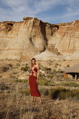 Melina Sexy Halter Wine Dress