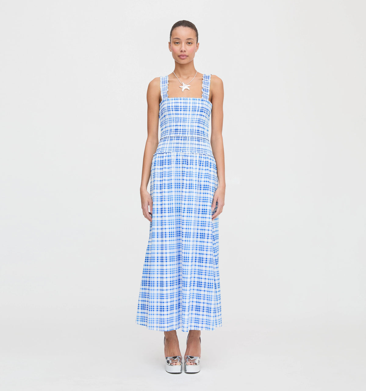 CouturebudThe Azalea Maxi Nap Dress - Blue Watercolor Gingham