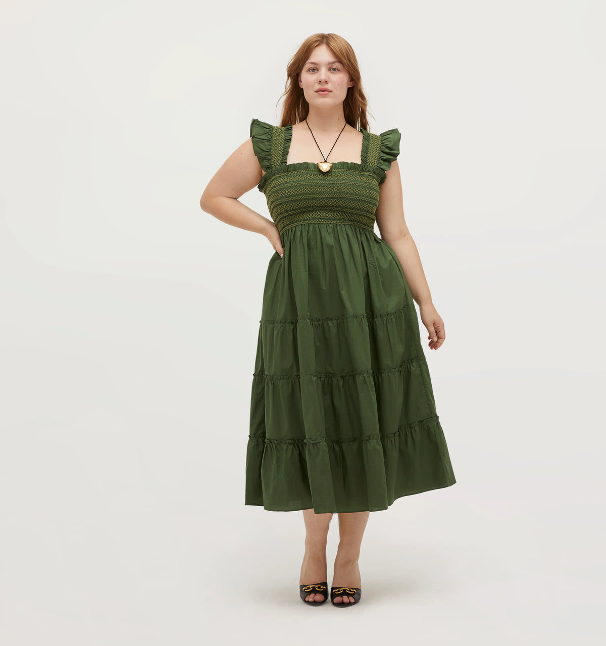 Couturebud The Ellie Nap Dress - Leaf Green Cotton