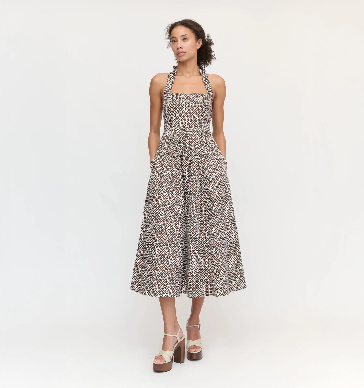Couturebud The Fleur Midi Dress - Chocolate Circular Lattice