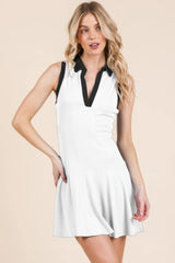 Contrast Collar Drop Waist Tennis Mini Dress