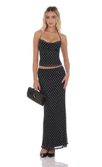 Black Polka Dot Cowl Neck Two-piece Set