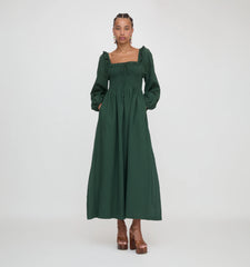 Couturebud The Scarlett Long Sleeve Nap Dress - Green Shadow Stripe
