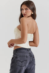 Aubrie Vintage Cream White Beaded Bra