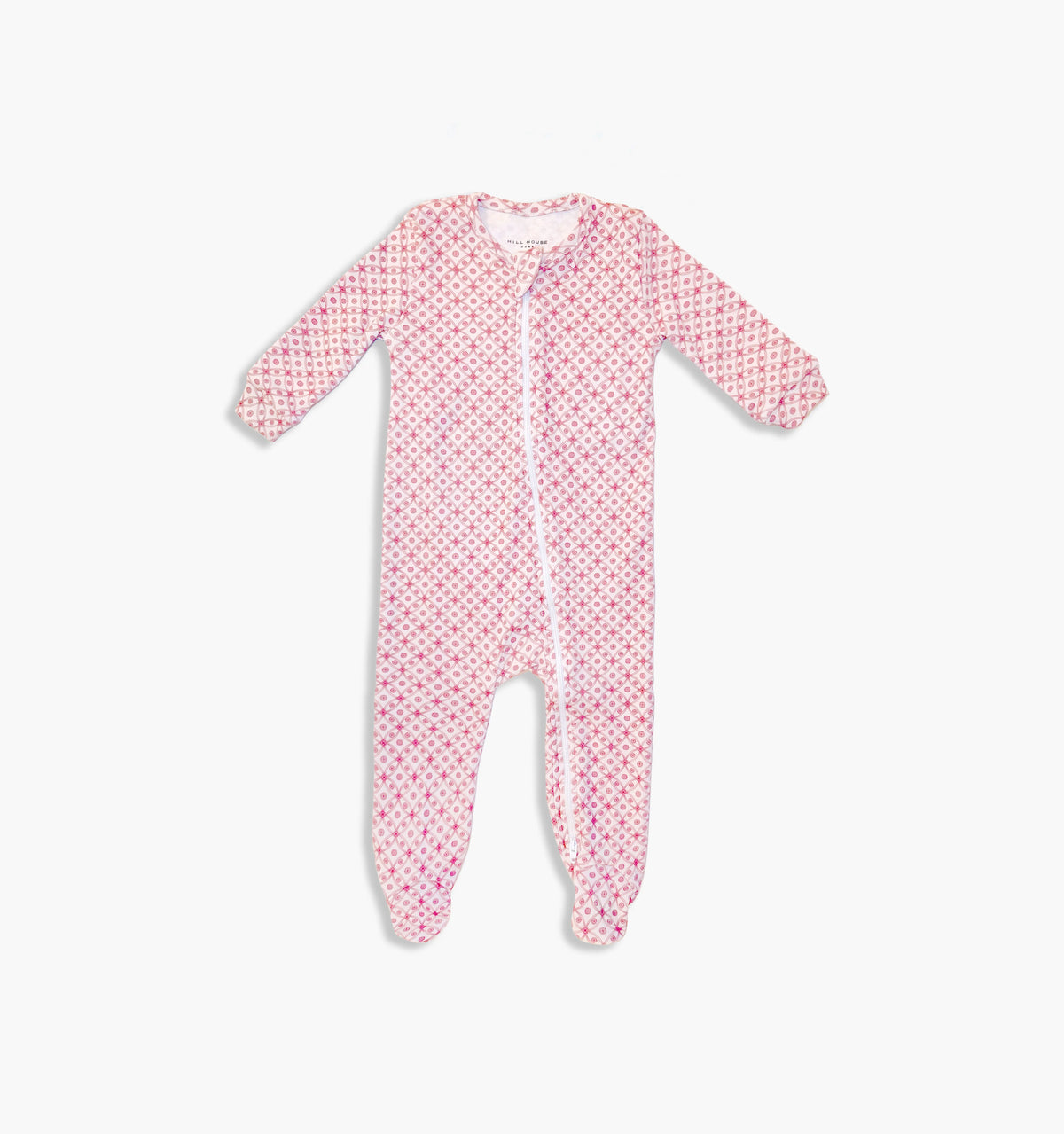 Couturebud The Footie Pajama - Rose Circular Lattice