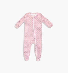 Couturebud The Footie Pajama - Rose Circular Lattice