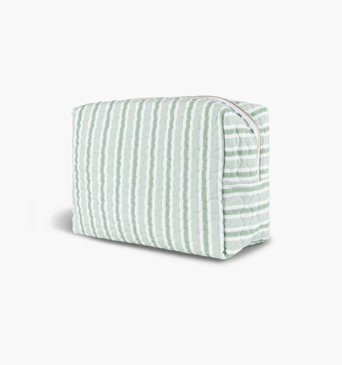 CouturebudThe Quilted Cosmetic Bag - Apple Green Stripe