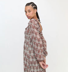 Couturebud The Scarlett Long Sleeve Nap Dress  - Sage Pinecone