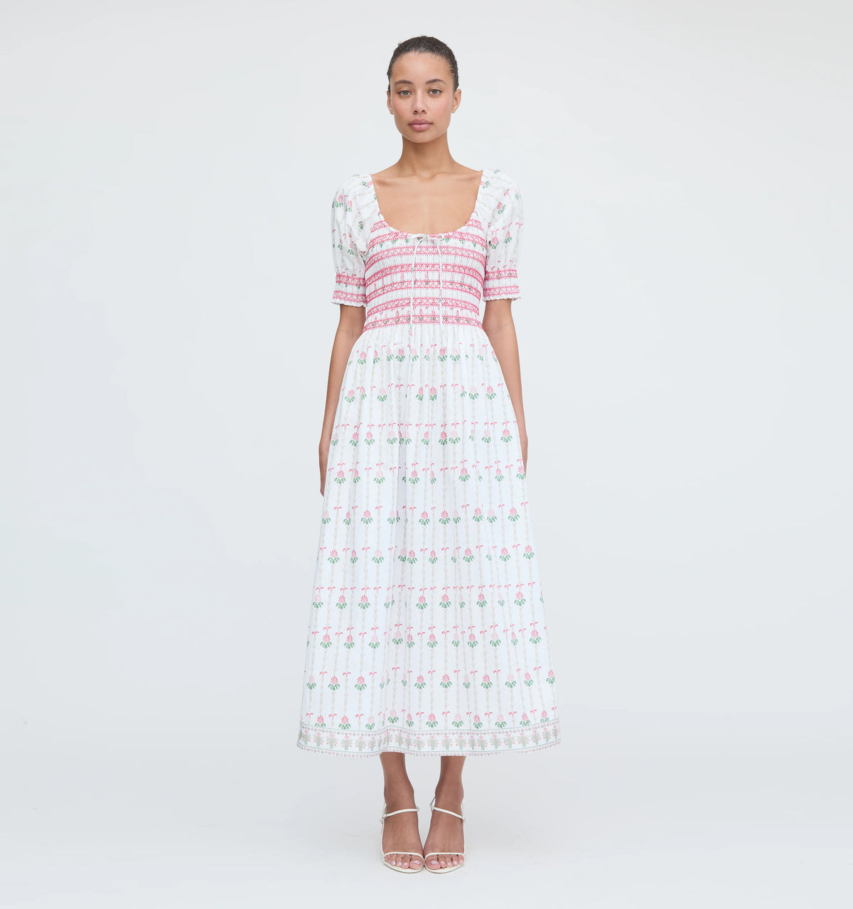 CouturebudThe Madeline Nap Dress - White Trailing Fern