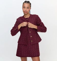 Couturebud The Valentina Jacket - Burgundy Tweed