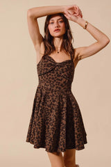 SO ME Mineral Washed Leopard Flare Cami Dress