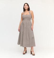 Couturebud The Fleur Midi Dress - Chocolate Circular Lattice