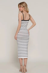 Straight Neck Stripe Spring Sweater Dress