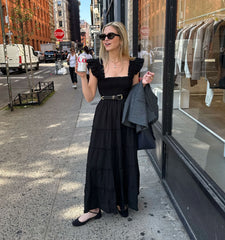 Couturebud The Ellie Maxi Nap Dress - Black Tonal Seersucker